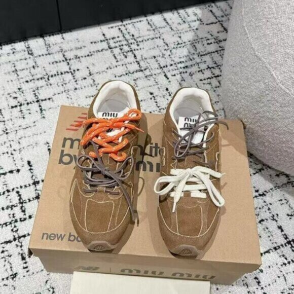 Miu Miu Brown Sneakers with Dual Laces